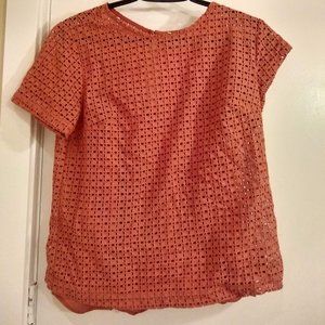 Coral Short Sleeve Eyelet Top - A New Day